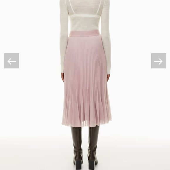 Aritzia Mauve Pleated Midi Skirt - Picture 4 of 8